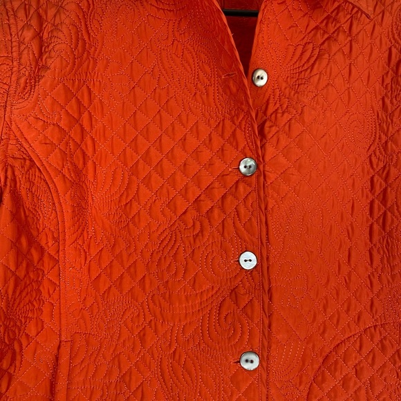 Chicos Quilted Embroidered Orange Jacket size Large - Picture 5 of 16